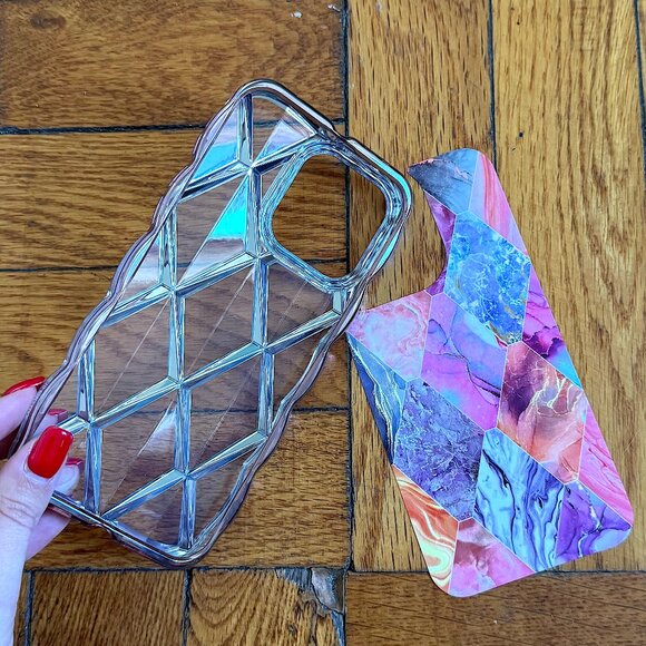 Electroplated Geometric Gradient Marble iPhone 15 Pro Max Case - Picture 1 of 3